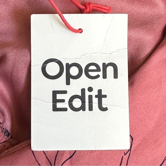 Open Edit Nordstrom Cut Out Mini Dress NWT M Long Sleeve Pink Sketch Floral - Picture 8 of 11